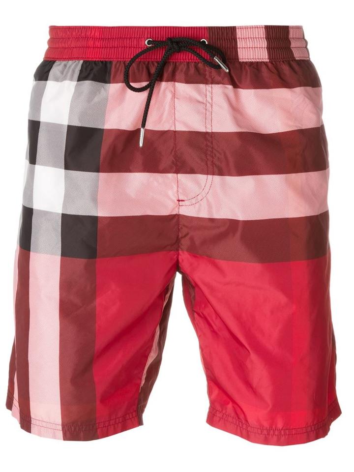 Burberry Brit - Plaid Print Swim Shorts - Men - Polyester - Xs, Red, Polyester