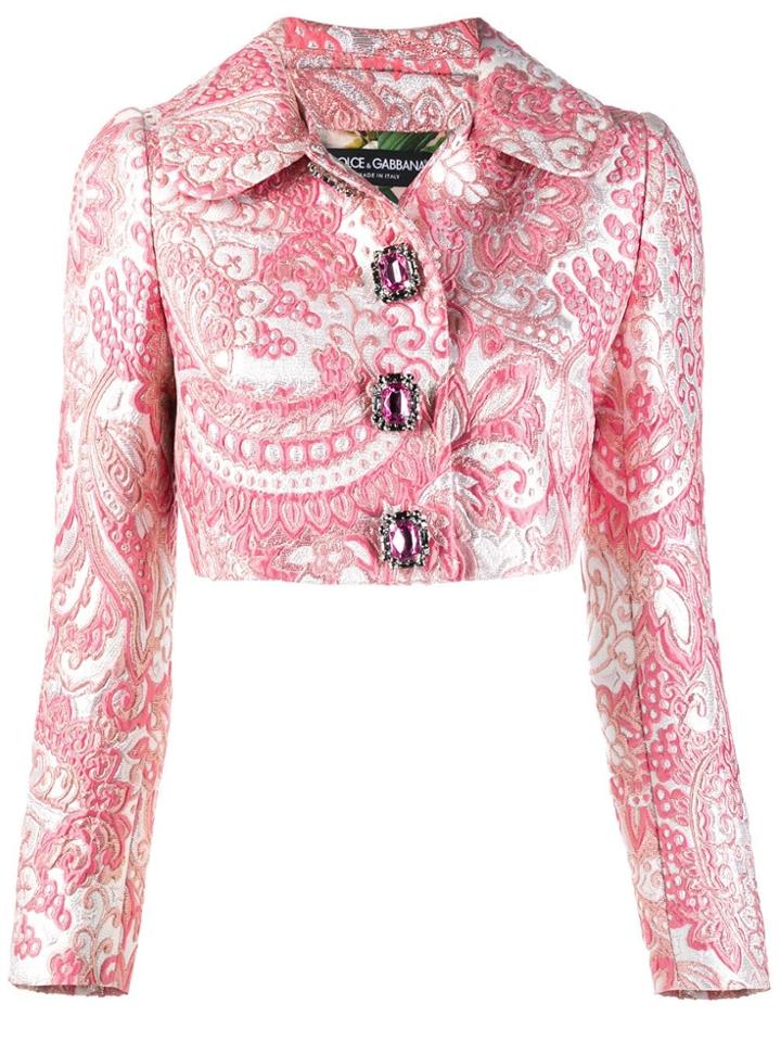 Dolce & Gabbana Jacquard Crop Jacket - Pink