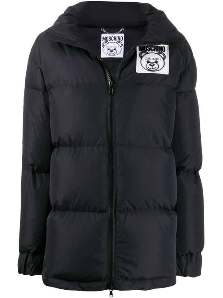 Moschino Logo Patch Puffer Jacket - Black