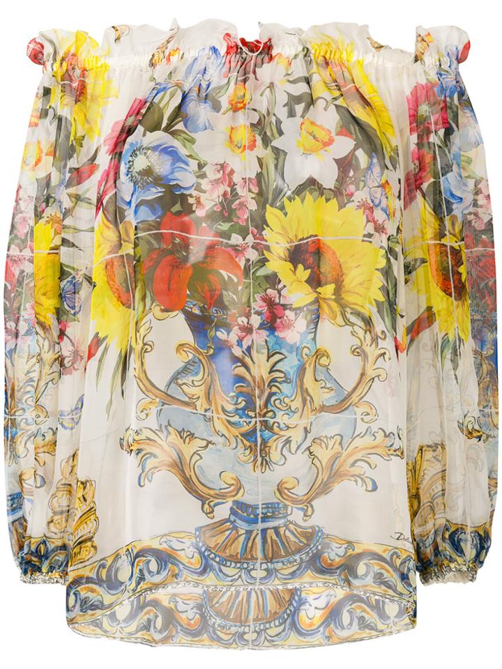 Dolce & Gabbana Off-shoulder Patterned Blouse - Multicolour