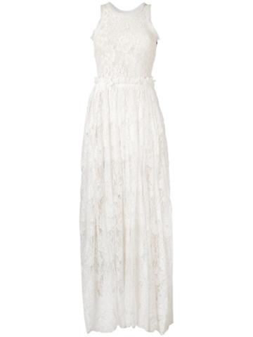 Lanvin Pre-owned Long Lace Dress - Neutrals