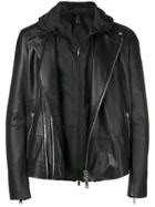 Emporio Armani Hooded Biker Jacket - Black