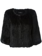 Yves Salomon Cropped Sleeveless Fur Jacket, Women's, Size: 40, Black, Rabbit Fur