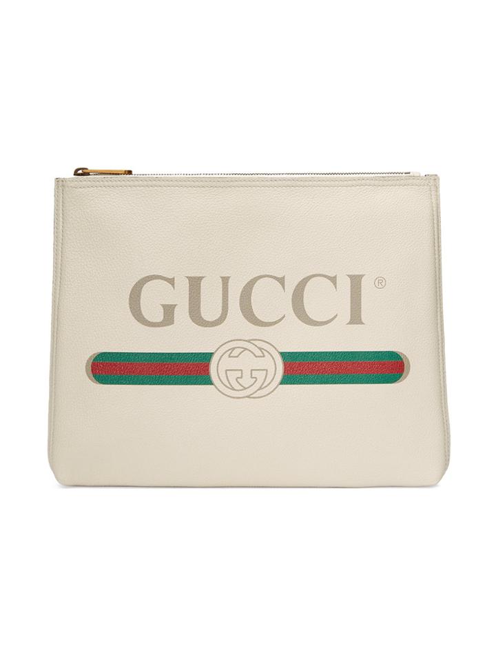 Gucci Gucci Print Leather Medium Portfolio - White
