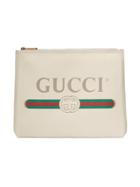 Gucci Gucci Print Leather Medium Portfolio - White