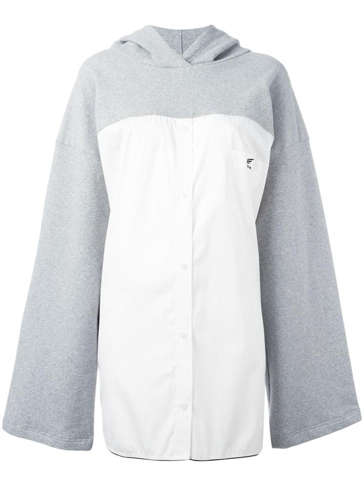 Wanda Nylon Oversized Hoodie - Grey