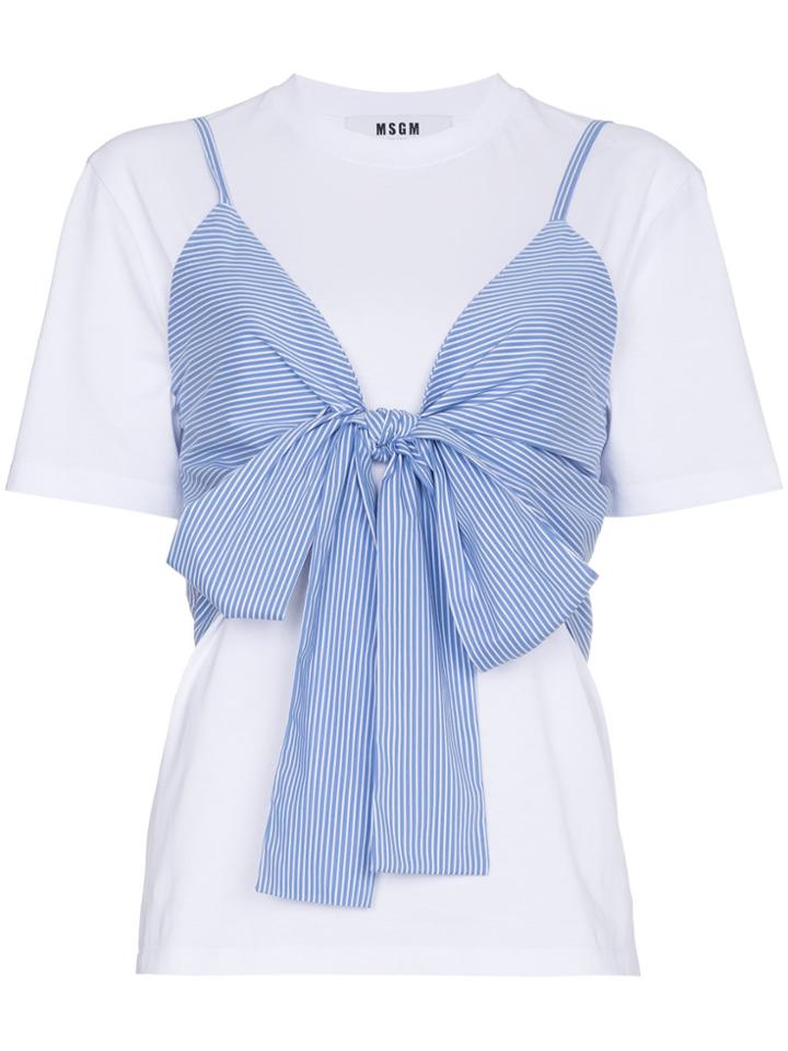 Msgm T Shirt With Bralet Detail - White
