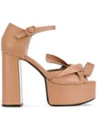 No21 Abstract Bow Platform Sandals - Brown