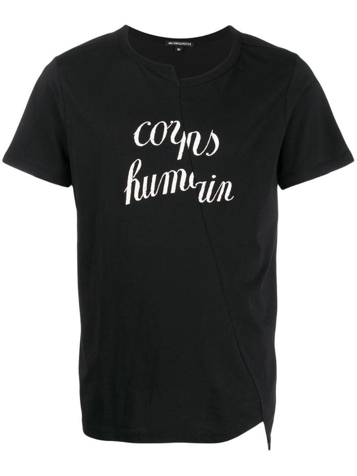Ann Demeulemeester Asymmetric Printed T-shirt - Black