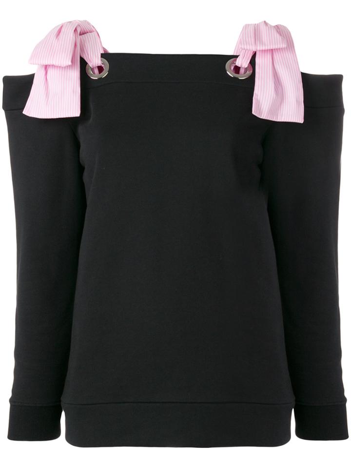 Msgm Bow Detail Sweatshirt-style Top - Black
