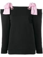 Msgm Bow Detail Sweatshirt-style Top - Black
