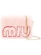 Miu Miu Pink Shearling Logo Shoulder Bag - Pink & Purple
