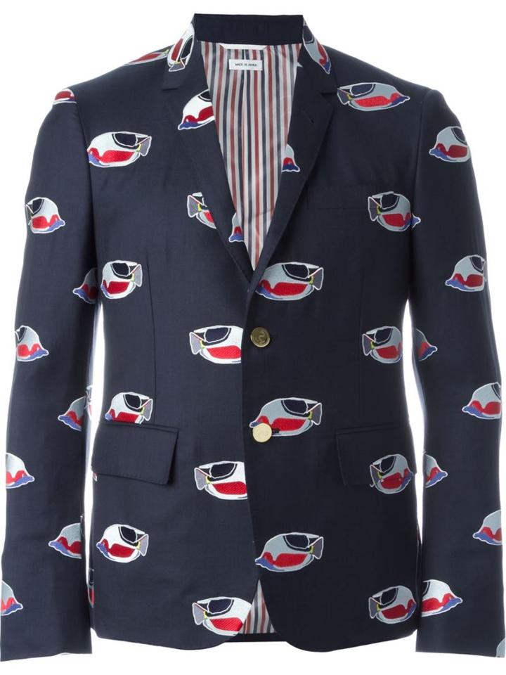 Thom Browne Fish Patch Blazer, Men's, Size: Ii, Blue, Cupro/wool