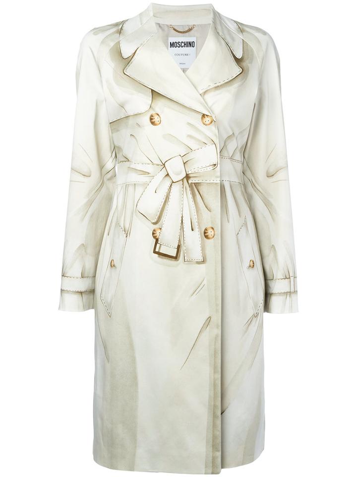 Moschino - Illusion Print Coat - Women - Cotton/acetate/viscose/other Fibers - 40, Women's, Nude/neutrals, Cotton/acetate/viscose/other Fibers