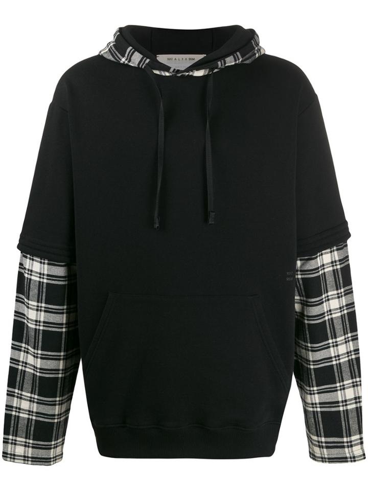 1017 Alyx 9sm Layered Check Print Hoodie - Black