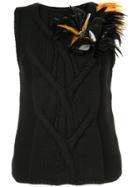 Lanvin Feather Embellished Sleeveless Jumper - Black