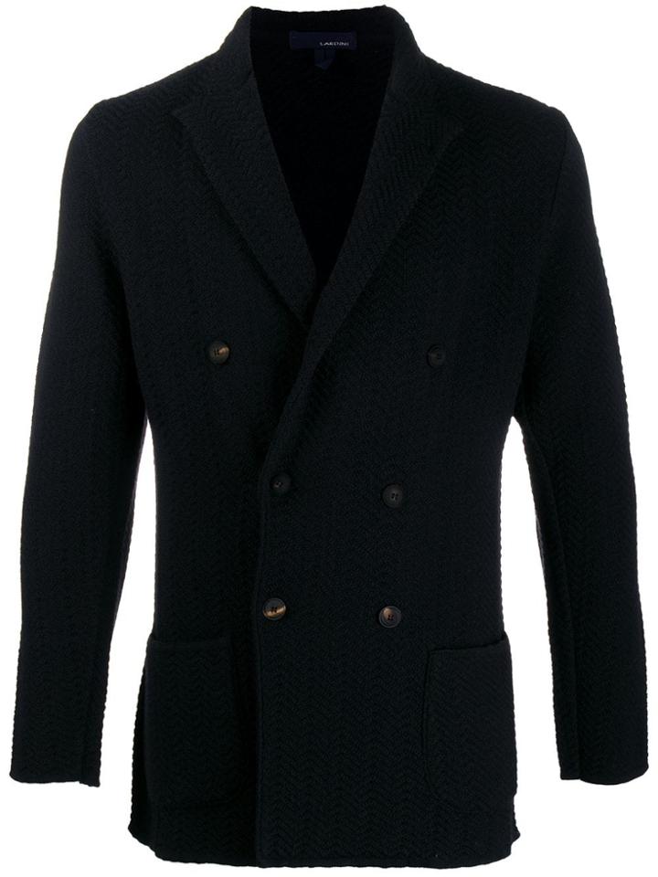 Lardini Double-breasted Knit Jacket - Black