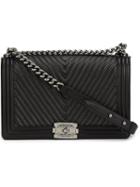 Chanel Vintage Medium Quilted Chevron Shoulder Bag, Women's, Black