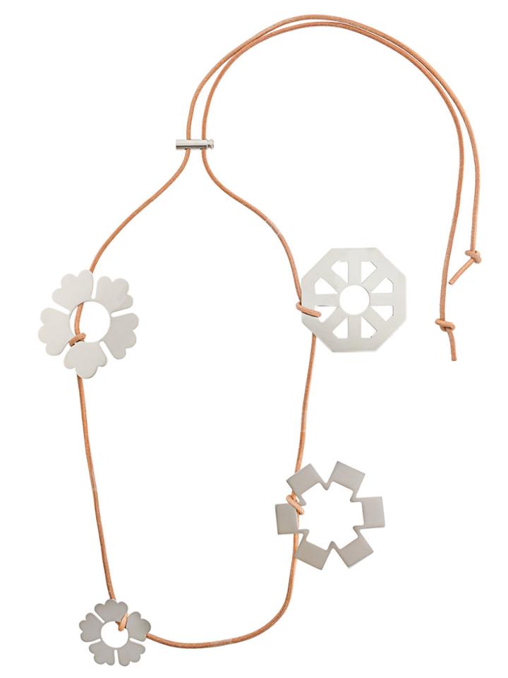 Tory Burch Abstract Floral Charm Necklace - Brown