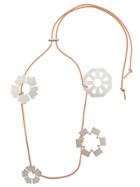 Tory Burch Abstract Floral Charm Necklace - Brown