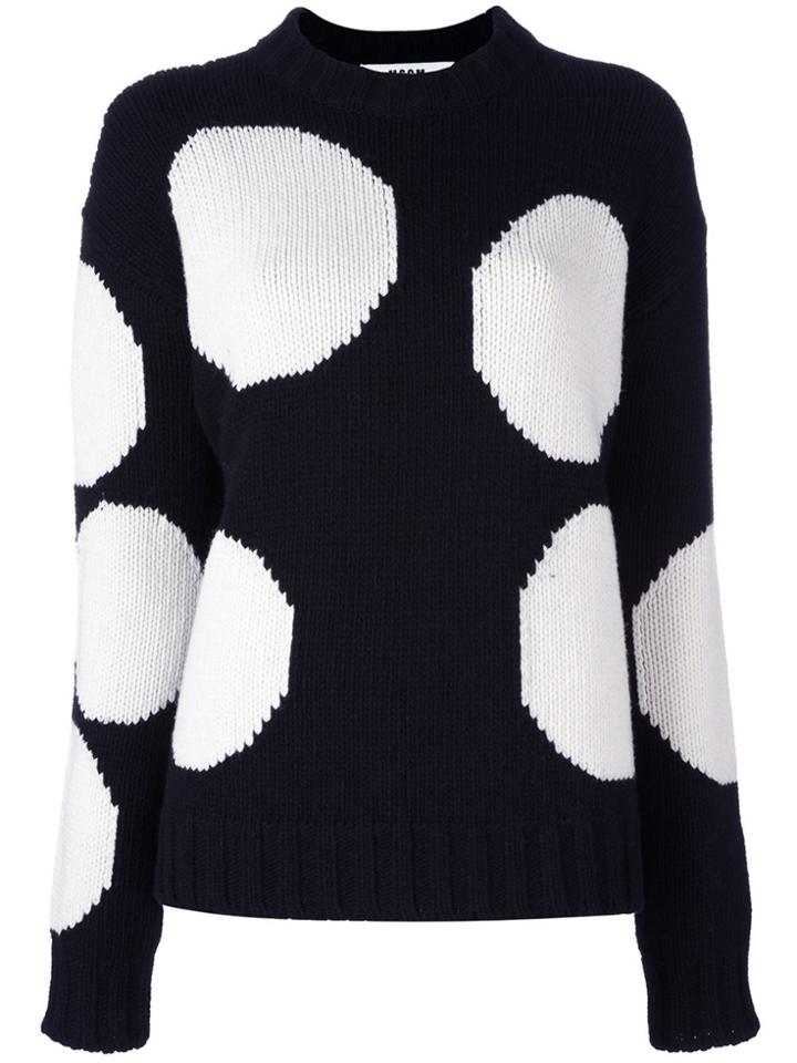 Msgm Circle Intarsia Sweater - Black
