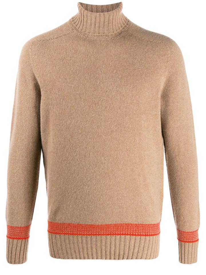 Drumohr Fine Knit Roll Neck Jumper - Brown