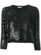 P.a.r.o.s.h. Cropped Sequin Cardigan, Women's, Black, Viscose