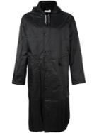 Gcds Logo Print Hooded Coat, Men's, Size: Large, Black, Polyester