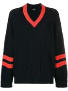 Ps By Paul Smith V Neck Ribbed Sweater - Blue