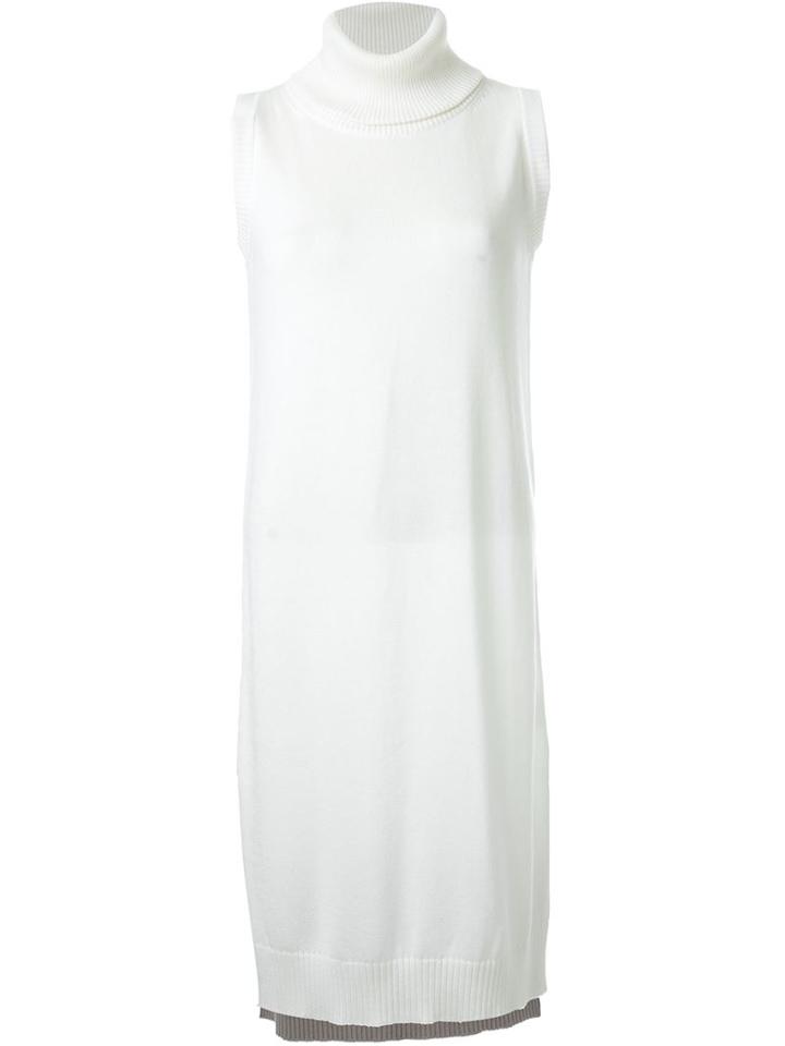 Loveless - Sleeveless Knitted Midi Dress - Women - Cotton/acrylic - 34, Women's, White, Cotton/acrylic