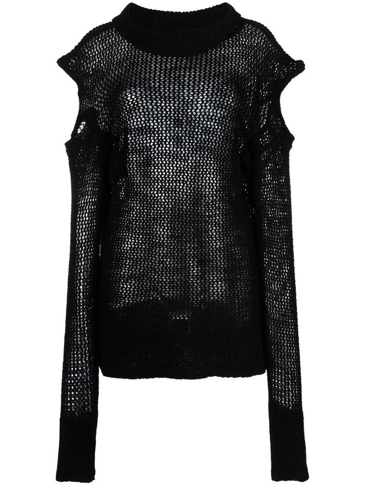 Vivienne Westwood Anglomania Open Knit Longsleeved Blouse, Women's, Size: Small, Black, Virgin Wool/cotton/acrylic