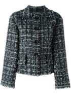 Dolce & Gabbana Tweed Jacket, Women's, Size: 48, Black, Silk/cotton/acrylic/wool