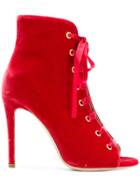 Deimille Lace Up Stiletto Boots - Red