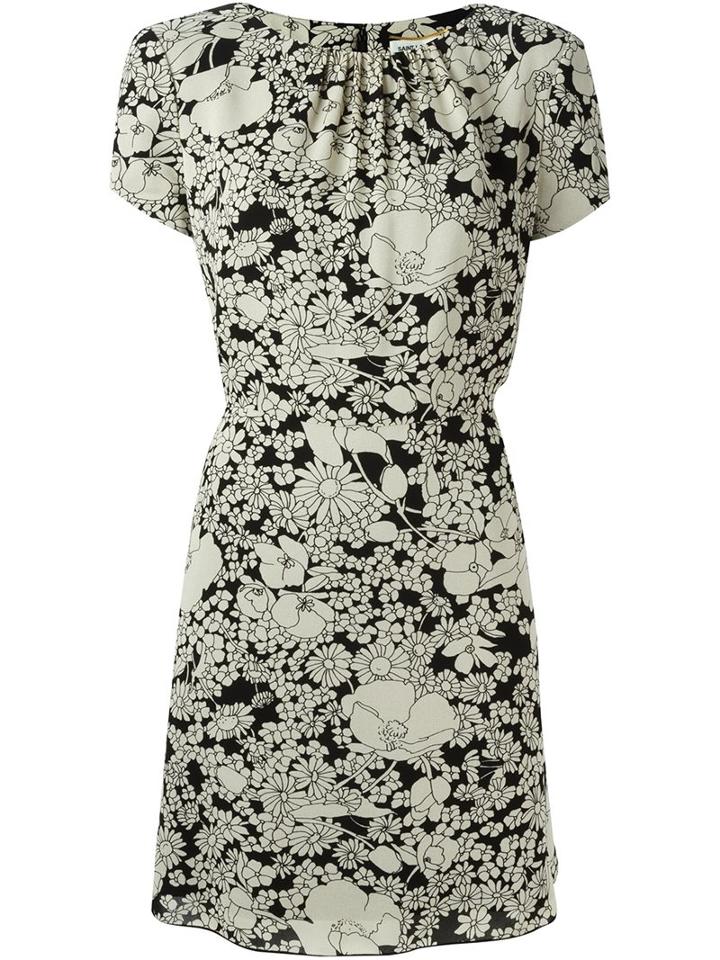 Saint Laurent Floral Print Dress, Women's, Size: 40, Black, Silk/viscose