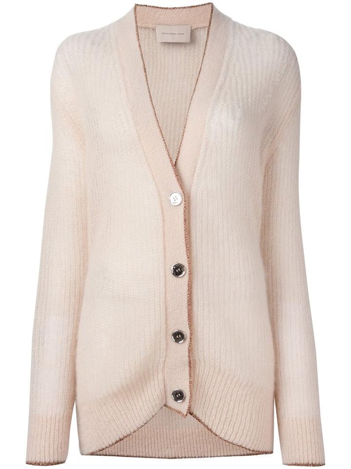 Christopher Kane - Lofty Cardigan - Women - Mohair/polyimide - S, Pink/purple, Mohair/polyimide