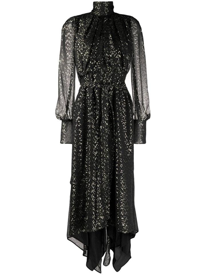 Petar Petrov Metallic Print Midi Dress - Black