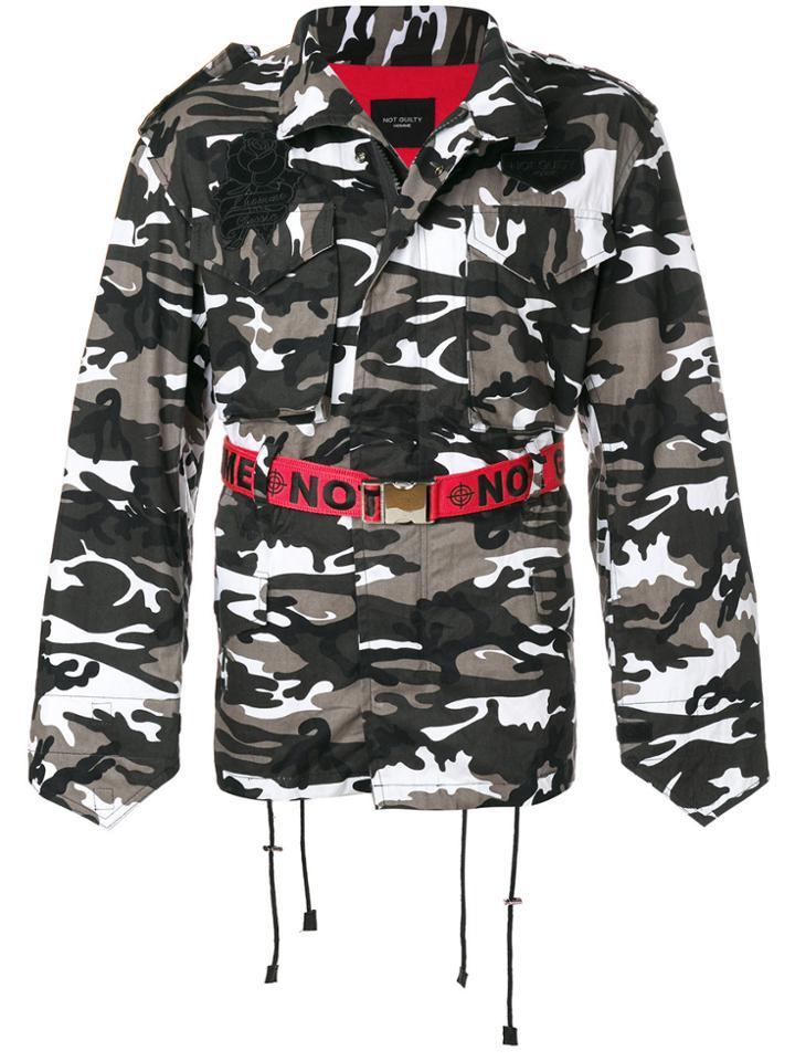 Not Guilty Homme Belted Army Jacket - Multicolour