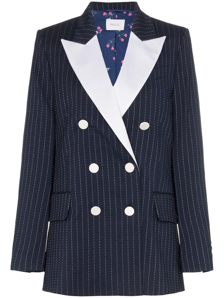 Racil Casablanca Pinstripe Wool Blazer - Blue