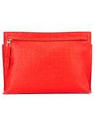 Loewe Embossed Clutch, Women's, Red, Calf Leather