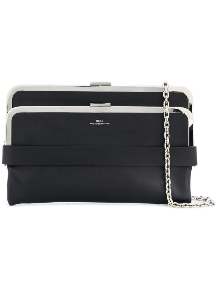 Desa 1972 Double Compartment Clip Clutch - Black