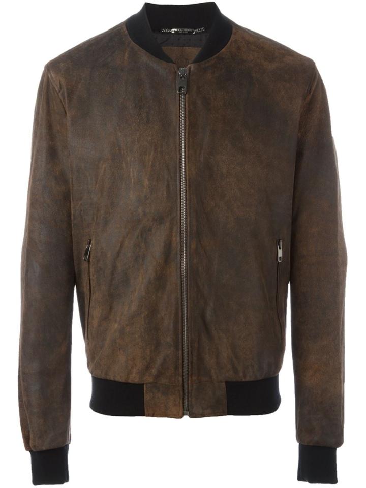 Dolce & Gabbana Leather Bomber Jacket - Brown