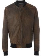 Dolce & Gabbana Leather Bomber Jacket - Brown