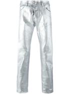 Versace Metallic (grey) Slim Fit Jeans, Men's, Size: 34, Cotton/spandex/elastane