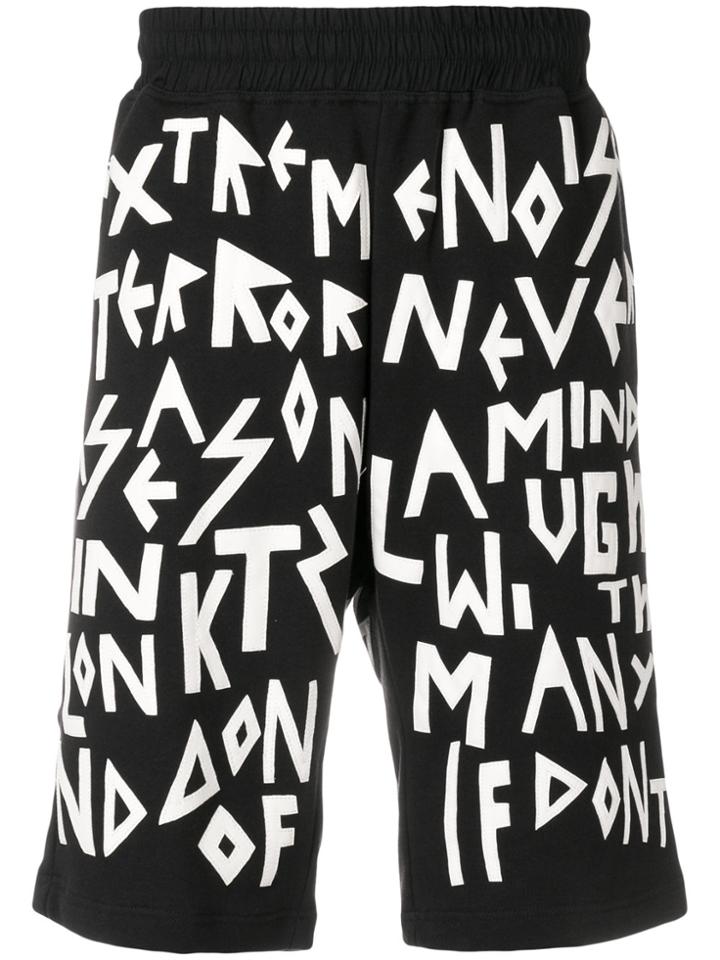 Ktz Letter Print Track Shorts - Black