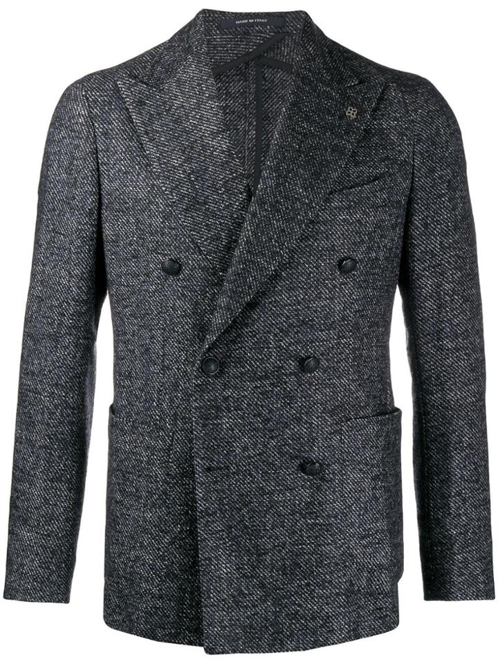 Tagliatore Double Breasted Tweed Blazer - Blue