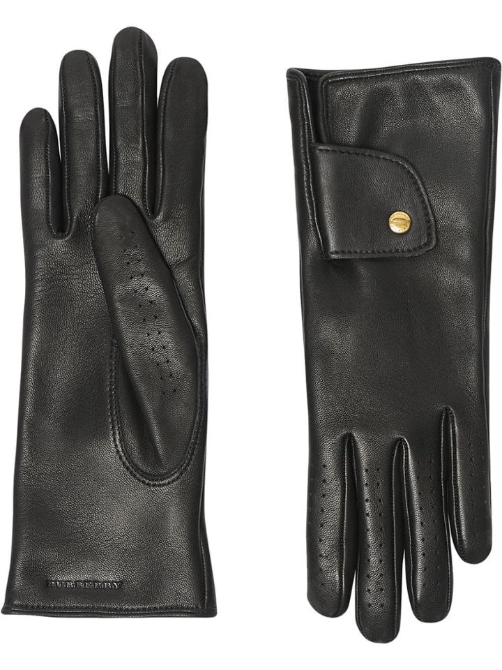 Burberry Cashmere-lined Lambskin Gloves - Black