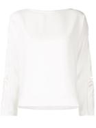 Comme Moi Embroidered Sleeve Blouse - White