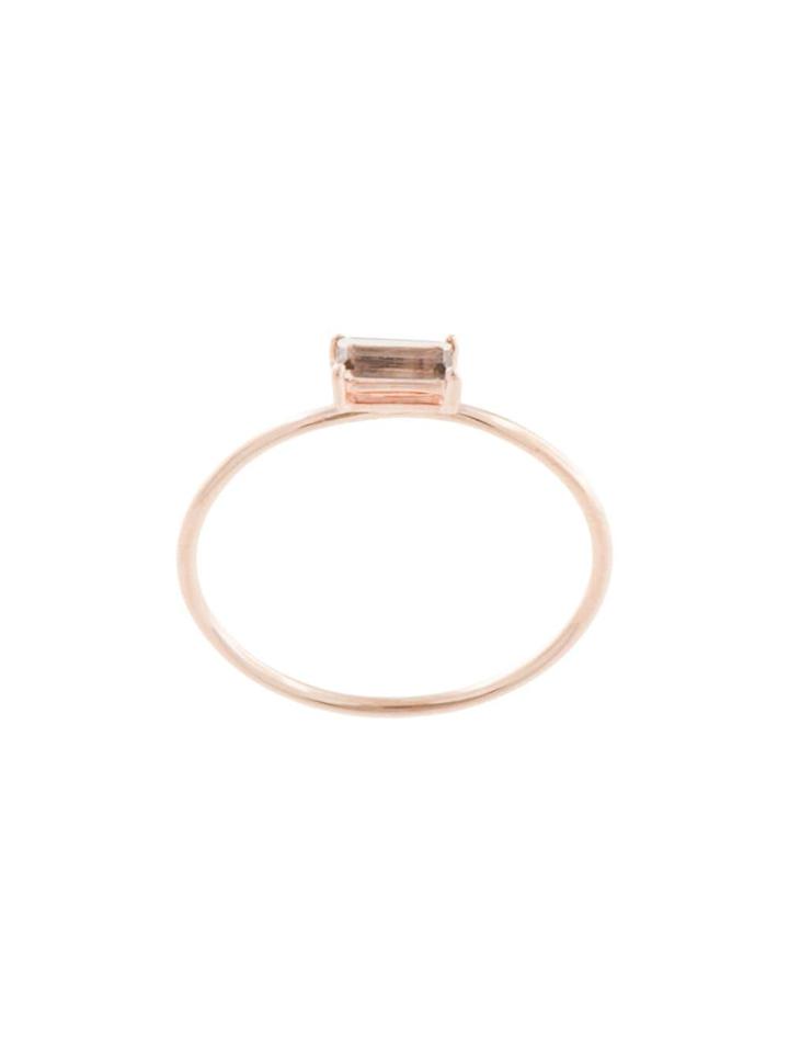 Natalie Marie 9kt Rose Gold Horizontal Baguette-cut Quartz Ring