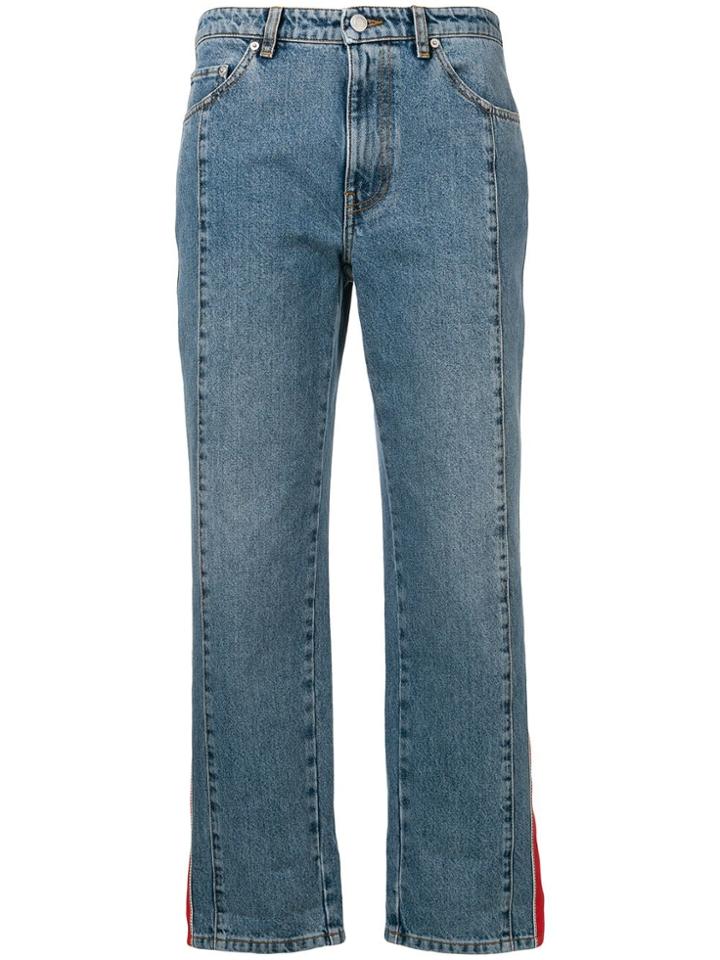 Alexander Mcqueen Side Appliqué Boyfriend Jeans - Blue