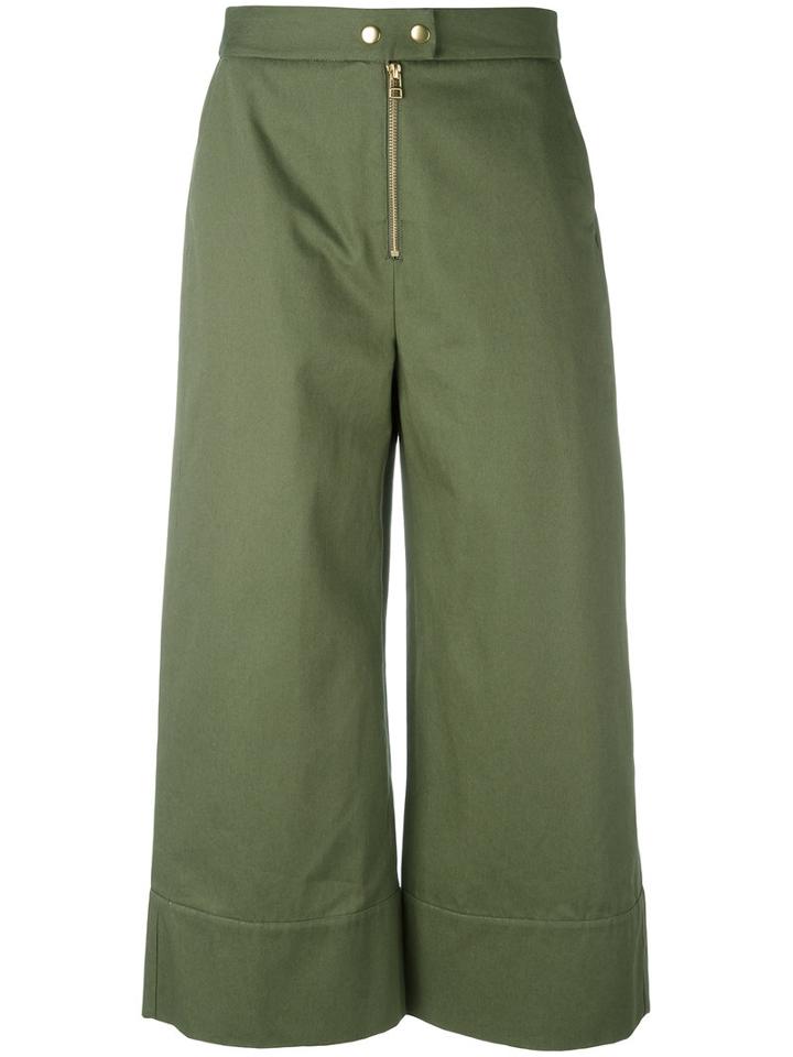 T By Alexander Wang - Cropped Trousers - Women - Cotton/polyester - 4, Green, Cotton/polyester